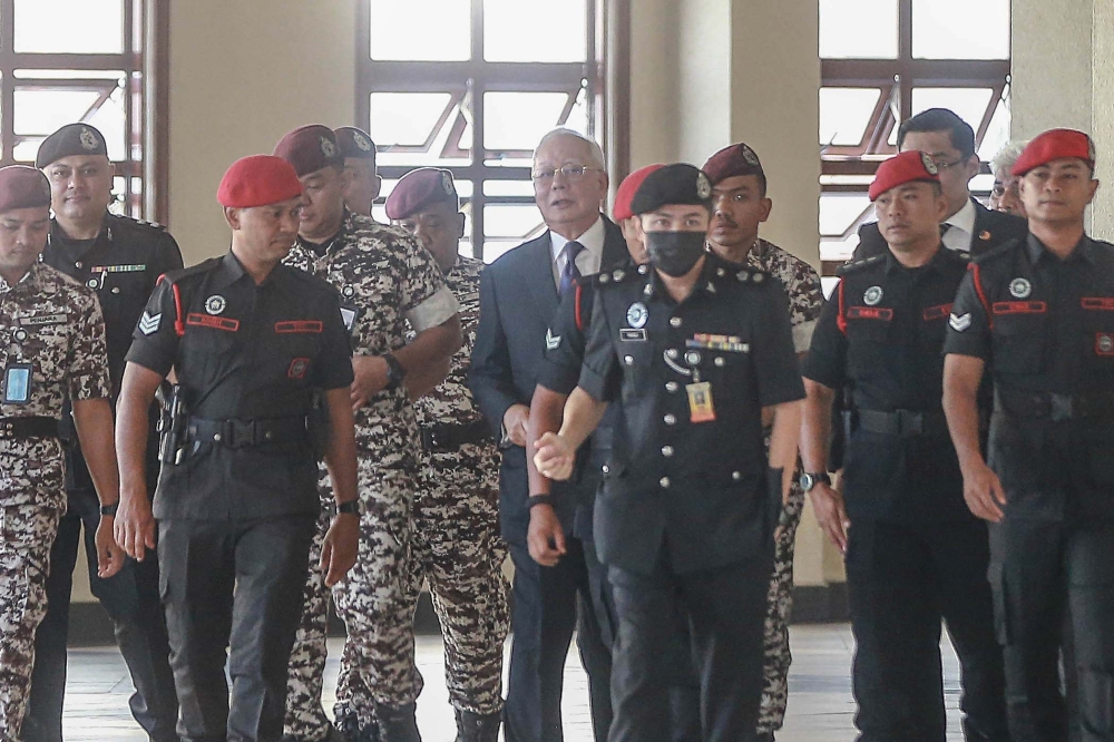Former prime minister Datuk Seri Najib Razak is seen at the Kuala Lumpur Court Complex on July 7, 2025. — Picture by Sayuti Zainudin