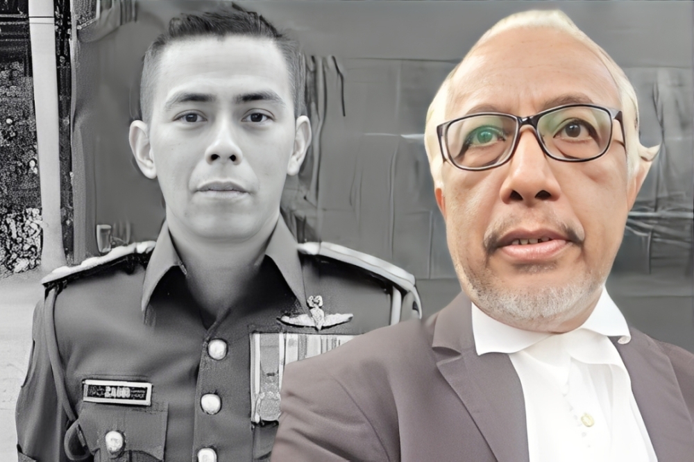 Ansari (right) confirmed that High Court proceedings commenced on Monday, with claims filed by the late officer’s mother, father and sibling. The late Major Mohd Zahir Armaya (left). — Daily Express pic