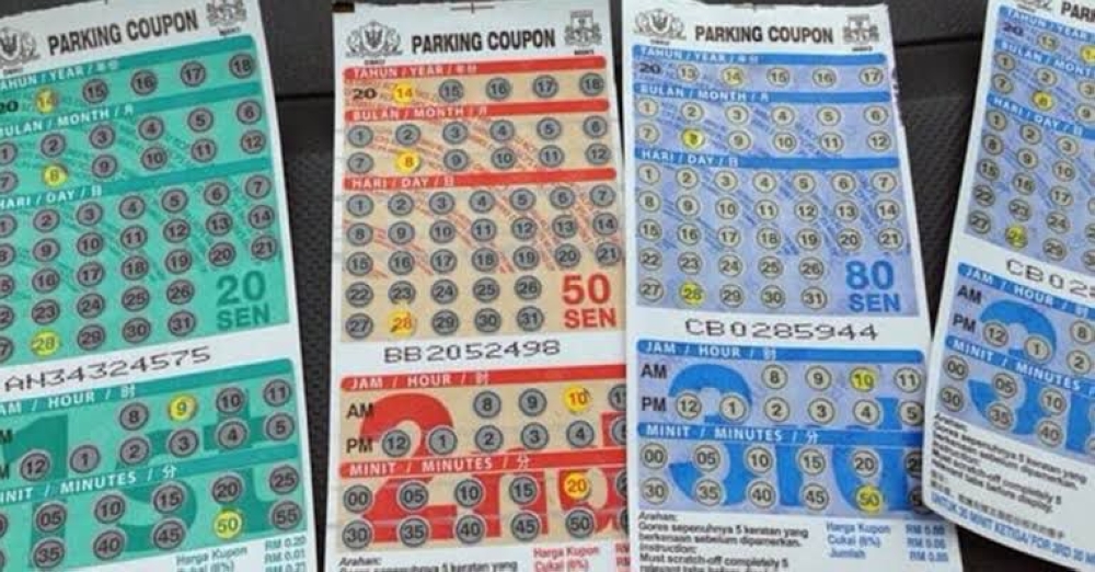 Handout photo shows 20 sen, 50 sen, and 80 sen parking coupons which will cease to be used after today. 