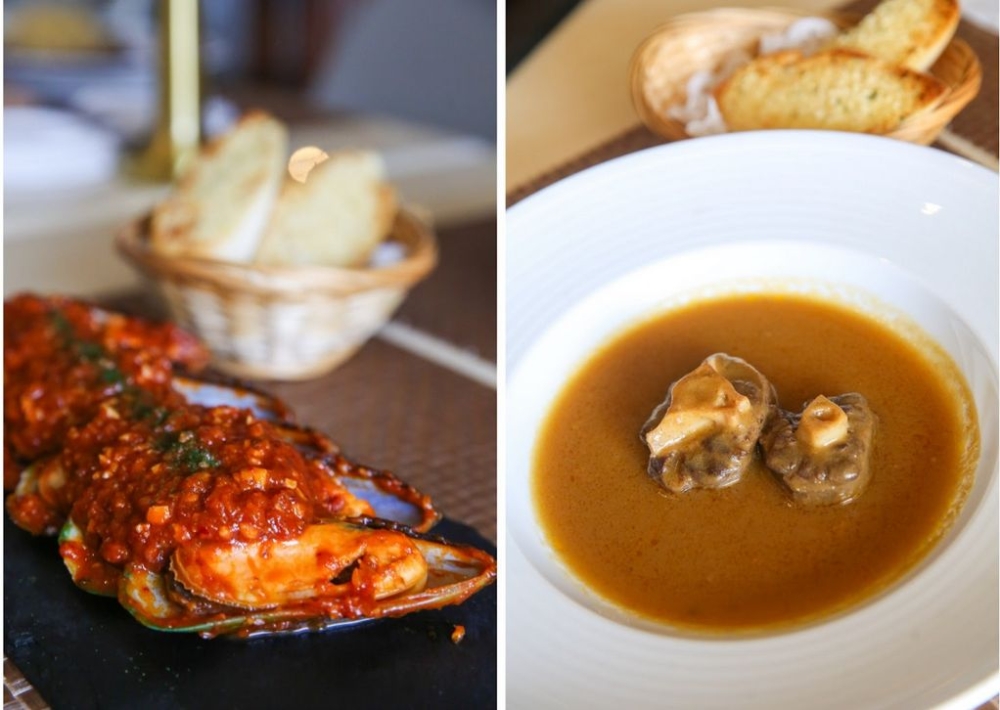 Start your meal with New Zealand Spicy Mussels (left) where plump bivalves are paired with a Sicilian inspired sauce with a touch of spiciness and their slow cooked Fresh Oxtail Soup (right) with fall-off-the-bone meat. — Picture by Choo Choy May