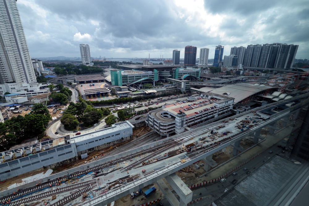 A view of ongoing track installation works at Bukit Chagar Station and Wadihana Depot for the Johor Bahru-Singapore RTS Link on February 26, 2025. — Bernama pic