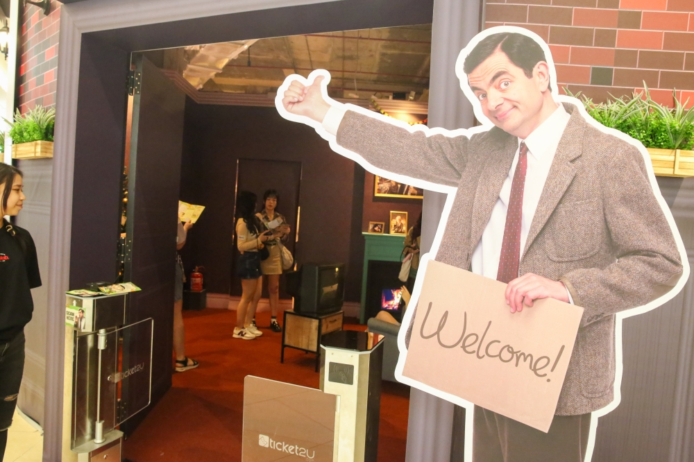 A cutout of Mr Bean welcomes visitors to The Mr Bean Experience in Pavilion Bukit Jalil on October 31, 2025. — Picture by Choo Choy May