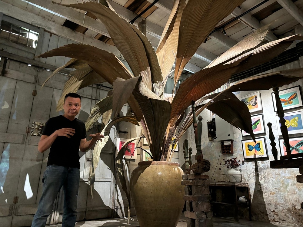 Museum Tanahsahi owner Steve Tan, 45, showing the preserved diamond palm tree on display at the museum in Kampung Kepayang, Ipoh, Perak. — Picture by John Bunyan Museum Tanahsahi owner Steve Tan, 45, showing the preserved diamond palm tree on display at the museum in Kampung Kepayang, Ipoh, Perak. — Picture by John Bunyan