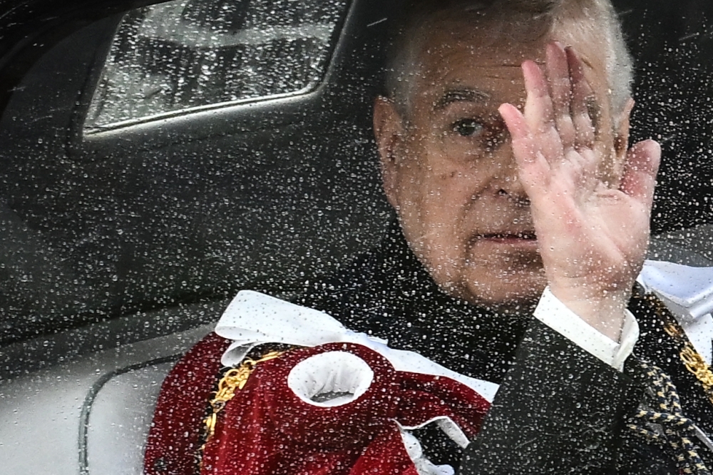 Britain’s Prince Andrew, Duke of York, leaves Buckingham Palace in central London on May 6, 2023, before the coronations of King Charles III and Queen Consort Camilla. — AFP pic