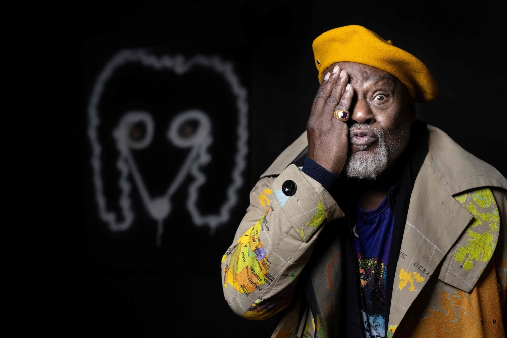 American singer, songwriter, record producer and painter George Edward Clinton, poses during an exhibition of his paintings at the Galerie Mariane Ibrahim in Paris on October 23, 2025. — AFP pic