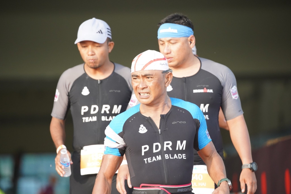 Datuk Fadil Marsus and PDRM made history by conquering the Ironman series in Langkawi. — Picture via Facebook