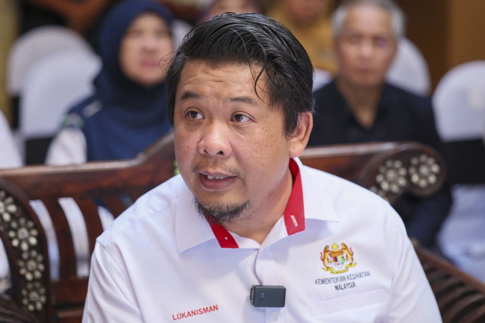 Deputy Health Minister Datuk Lukanisman Awang Sauni speaks during a press conference at the Maternal and Child Health Clinic in Pekan, June 11, 2024. — Bernama pic