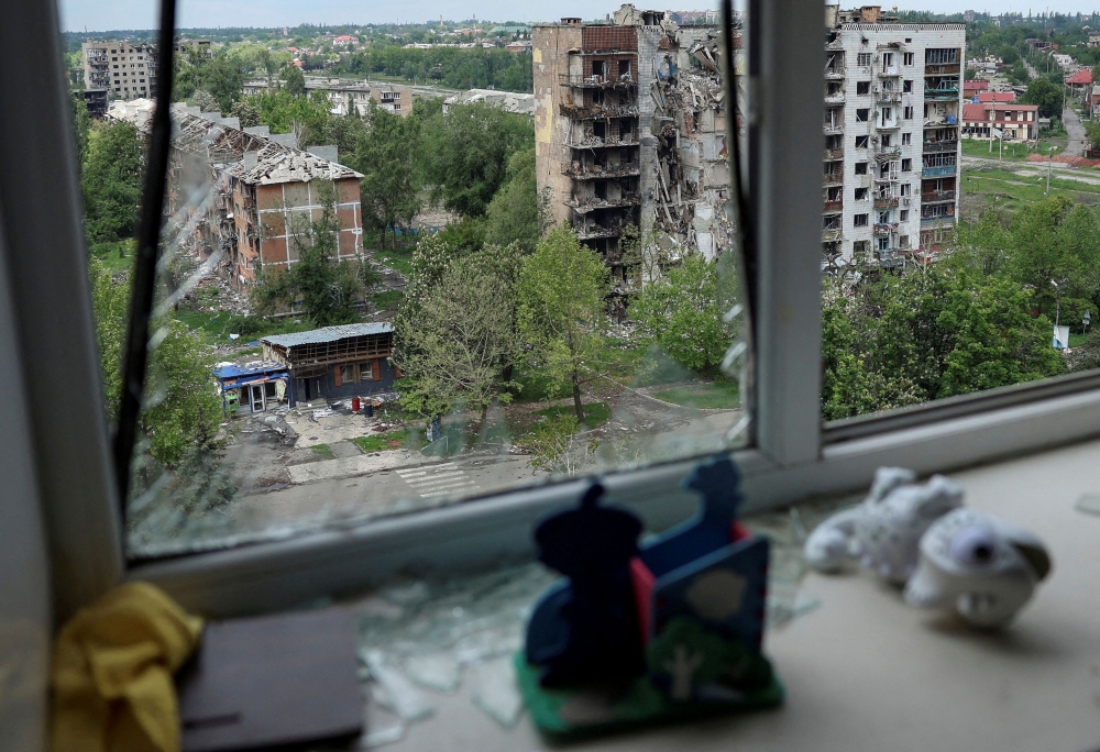 A view shows apartment buildings hit by Russian military strikes in the front line town of Pokrovsk, amid Russia's attack on Ukraine, in Donetsk region, Ukraine May 21, 2025. — Reuters pic