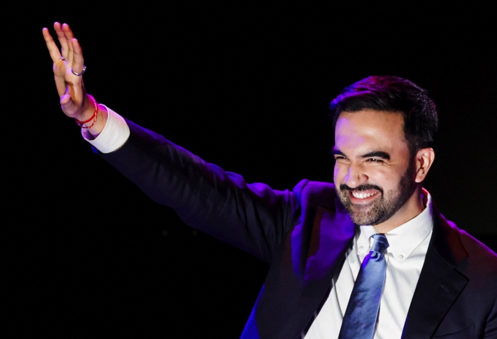 Democratic candidate for New York City mayor Zohran Mamdani waves to his supporters after winning the 2025 New York City Mayoral race, at an election night rally in the Brooklyn borough of New York City, New York, US, November 4, 2025. — Reuters pic