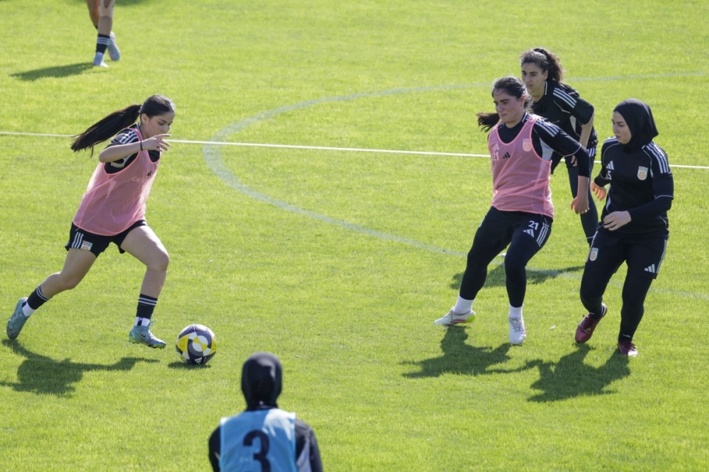 Afghan Women’s United football team players take part in a training session at Raja Club Athletic Academy (RAC) in Casablanca on October 24, 2025, ahead of the Fifa Unites: Women’s Series 2025. — AFP pic
