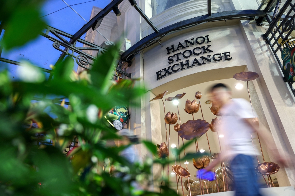 A man walks past the Hanoi Stock Exchange in Hanoi April 15, 2025. — Reuters pic
