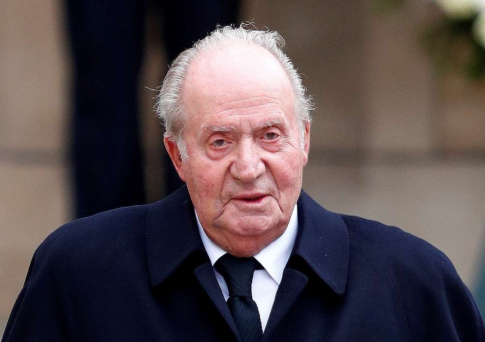 Spain's former king, Juan Carlos, leaves after attending a funeral ceremony at the Notre-Dame Cathedral in Luxembourg May 4, 2019. — Reuters pic