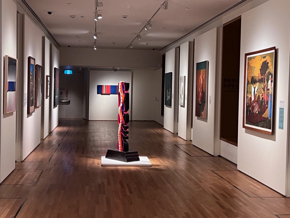 Sculptures and paintings by modern Southeast Asian artists at the Between Declarations and dreams: Art of Southeast Asia Since the 19th Century exhibition in National Gallery Singapore. — Picture by Opalyn Mok