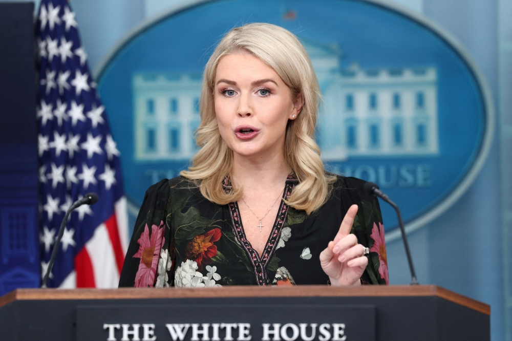 White House Press Secretary Karoline Leavitt speaks during a press briefing at the White House in Washington, DC, November 4, 2025. — Reuters pic 