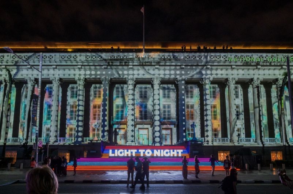 Installation view of 'Light to Night Singapore'. — Image courtesy of National Gallery Singapore