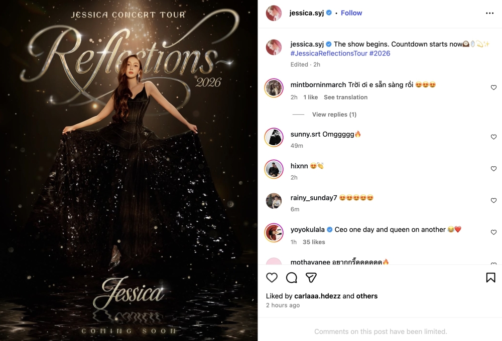Singer Jessica Jung is returning to Kuala Lumpur for her 'Reflections' tour. — Instagram screenshot