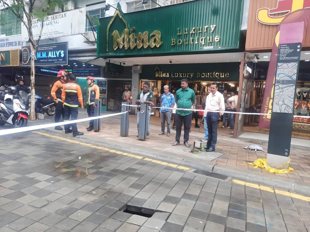 Road collapse in Kuala Lumpur’s Masjid India area shuts section of Jalan Bonus