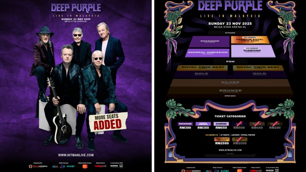 Deep Purple has added more seated places for fans to enjoy the show. — Picture courtesy of Hitman Solutions