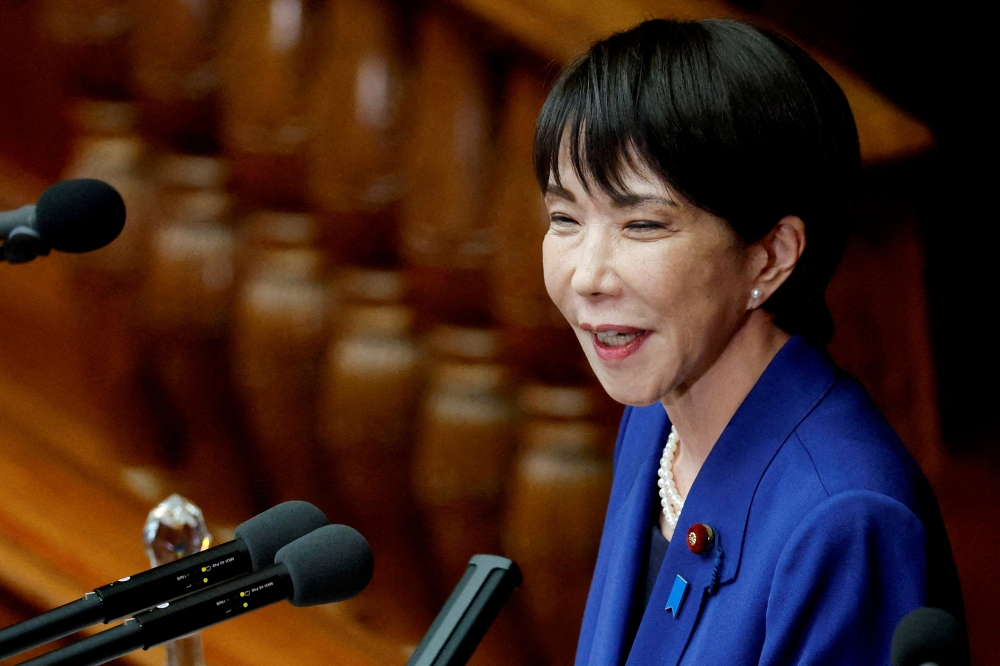 File picture of Japan’s new Prime Minister Sanae Takaichi delivers her first policy speech in parliament, in Tokyo, Japan, October 24, 2025. — Reuters pic 