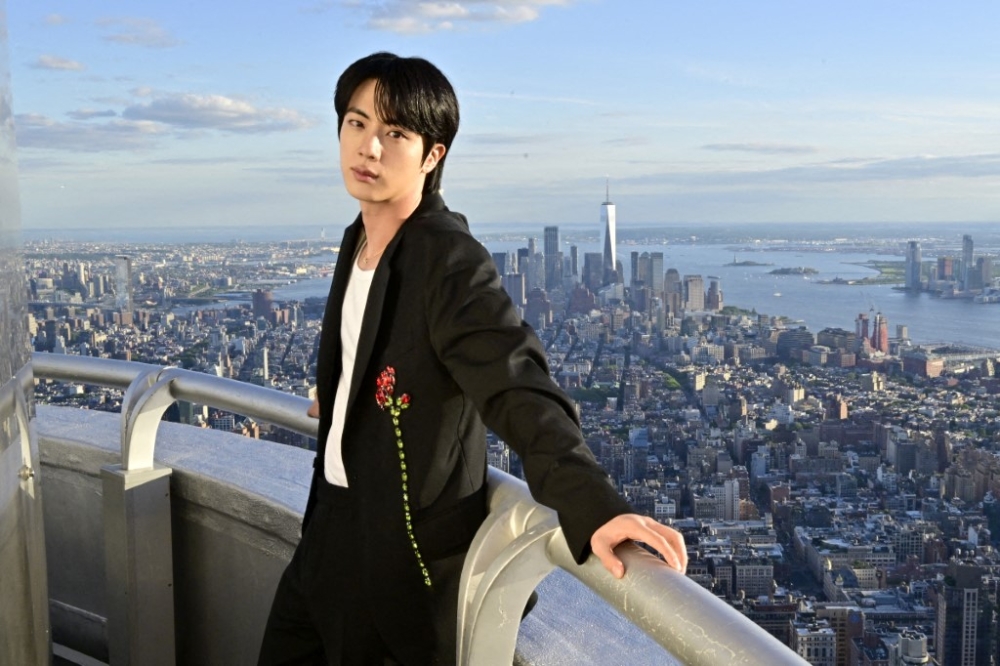 File pic of BTS member Jin, who was allegedly kissed without consent at a 2024 fan event, leading to a sexual harassment charge this week. — AFP pic