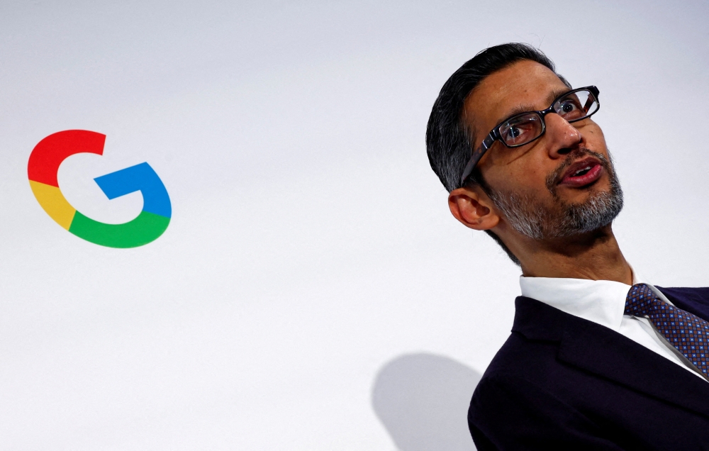 Alphabet chief and Google CEO Sundar Pichai said no company — even Google — would be spared if the AI investment bubble bursts. — Reuters pic