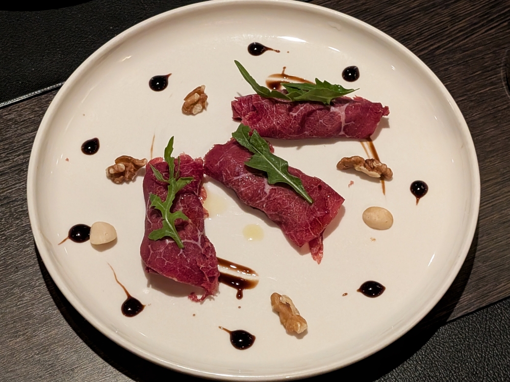 ‘Involtini di bresaola’ is one of the daintier bites on the menu. — Photo by Ethan Lau