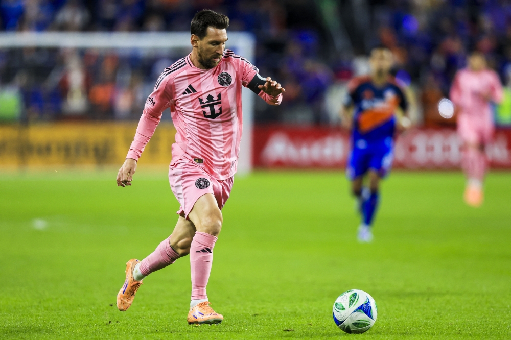 Inter Miami CF forward Lionel Messi (10) dribbles against FC Cincinnati in the second half at TQL Stadium in Cincinnati, Ohio, November 23, 2025. — Katie Stratman-Imagn Images pic via Reuters