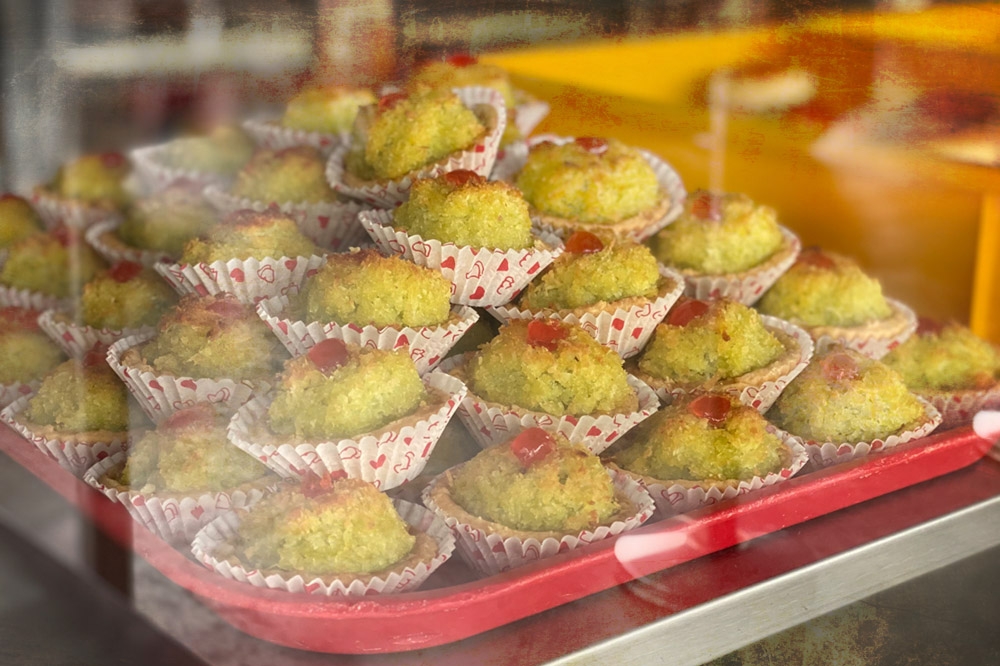 A towering stack of coconut tarts. — Picture by CK Lim