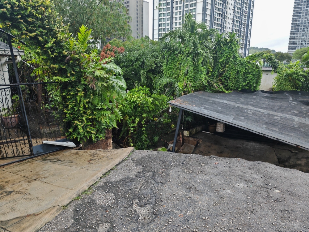 A view of the landslide that affected Subang MP Wong Chen’s family home in Taman United, Kuala Lumpur on November 24, 2025 — Picture from Facebook/Wong Chen