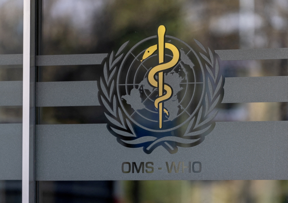 The logo of the World Health Organization (WHO) is seen at the WHO headquarters in Geneva, Switzerland, on January 28, 2025. — Reuters pic