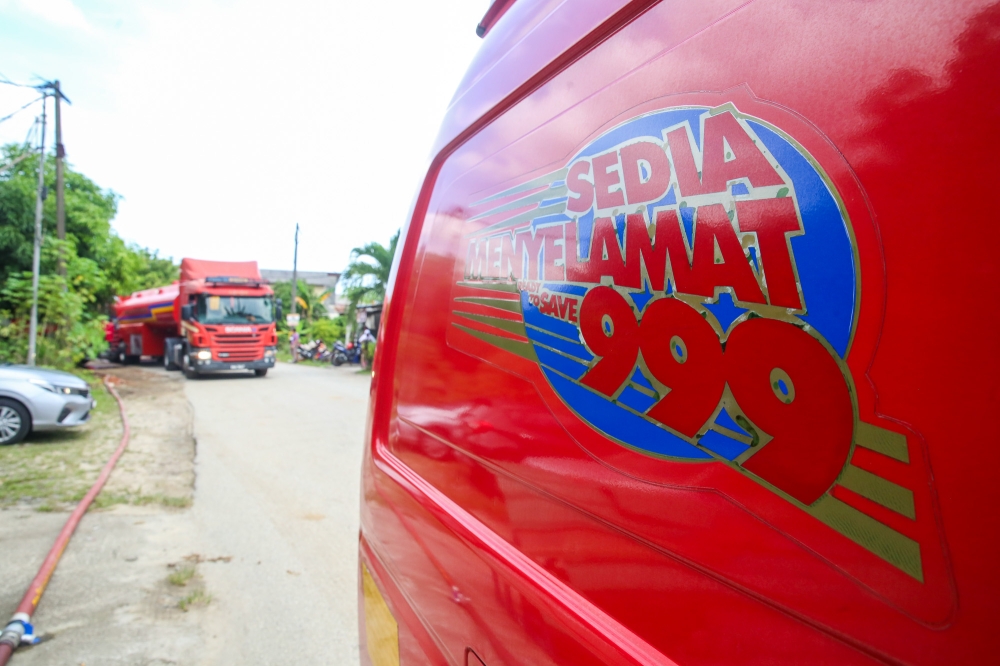 Fire and Rescue Department (JBPM) vehicles are seen at the site of a fire on June 21, 2025. — Picture by Choo Choy May