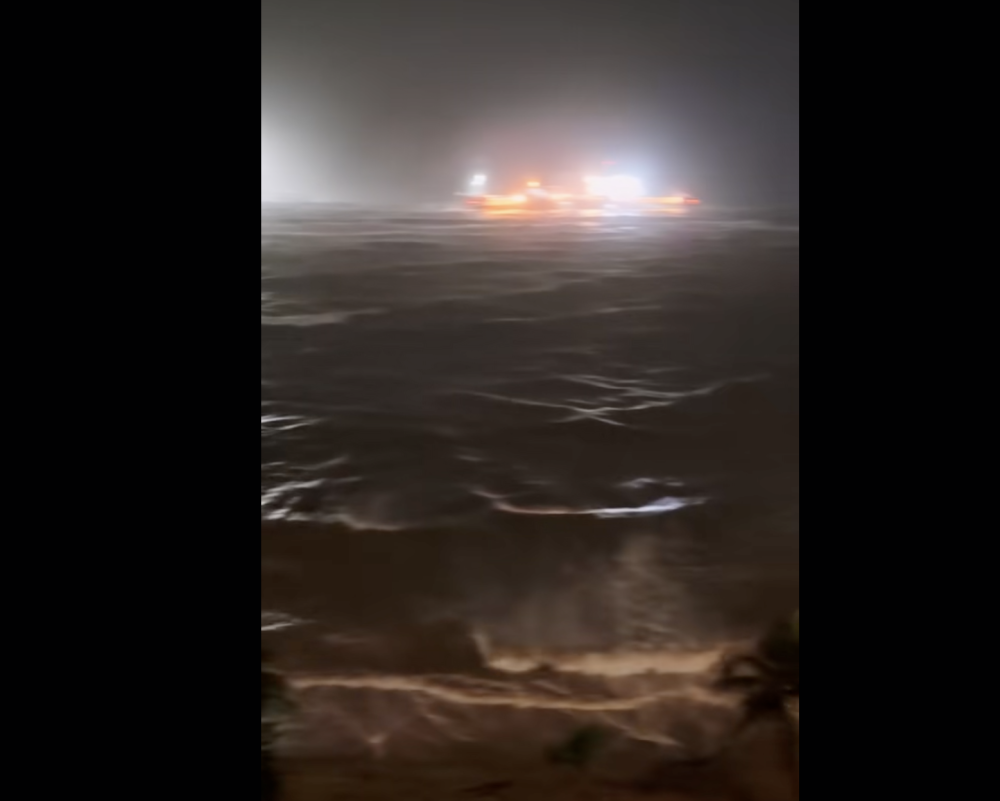 Tropical Storm Senyar landed on Malaysia on November 28, 2025 causing an offshore jetty in Port Dickson belonging to Petron Malaysia to partially collapse. — Screengrab from TikTok/Mat Rawks