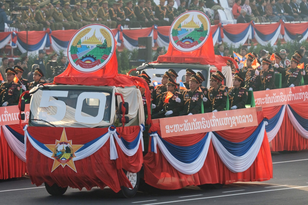 This photo taken on November 28, 2025 shows Lao service members taking part in a rehearsal for the Lao National Day military parade on December 2. — AFP pic This photo taken on November 28, 2025 shows Lao service members taking part in a rehearsal for the Lao National Day military parade on December 2. — AFP pic