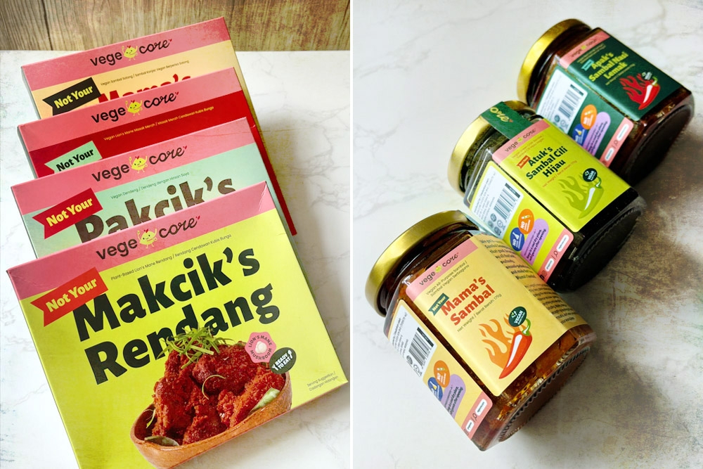 Products include vegan Sambal (left), Rendang (middle) and Dendeng (right). — Picture courtesy of Vegecore