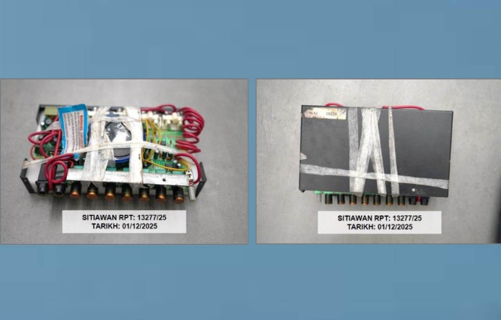 Police have arrested a man over his suspected involvement in the discovery of an object resembling a bomb at a 24-hour sundry shop in Manjung Point, Sitiawan, yesterday. — Bernama pic/Manjung police