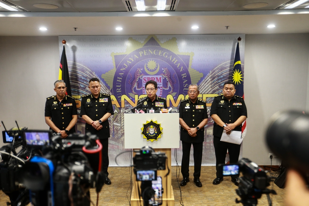 MACC chief commissioner Tan Sri Azam Baki speaks at a press conference in Putrajaya, December 3, 2025. — Picture by Sayuti Zainudin
