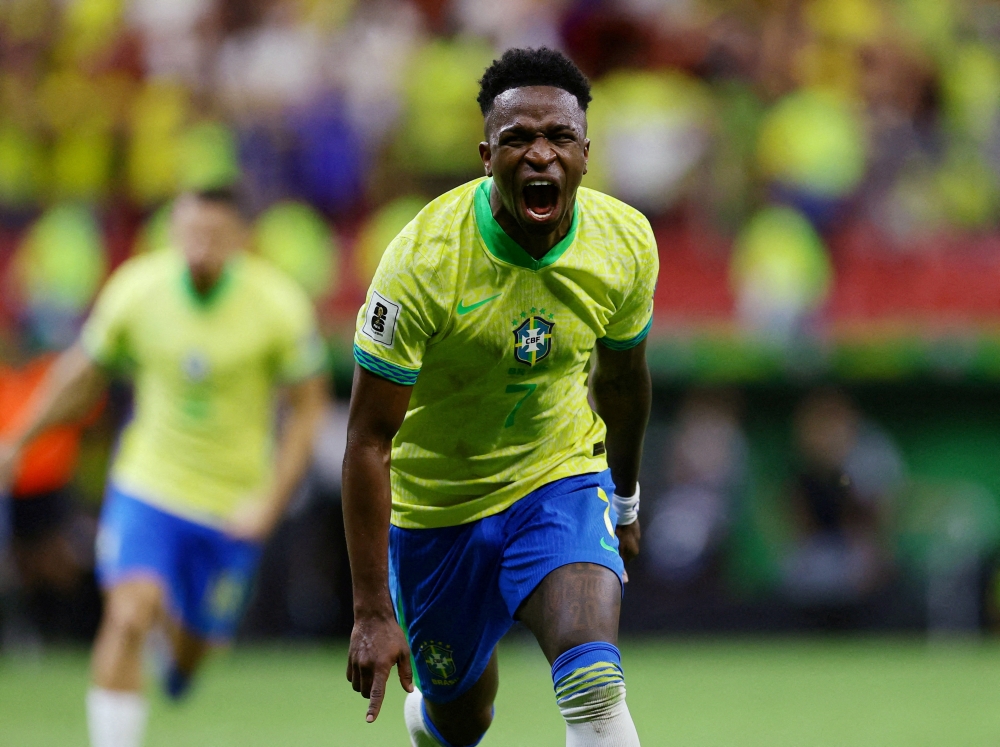 Brazil’s Vinícius Junior celebrates scoring their second goal during a World Cup qualifier against Colombia in Brasília, March 20, 2025. — Reuters file pic