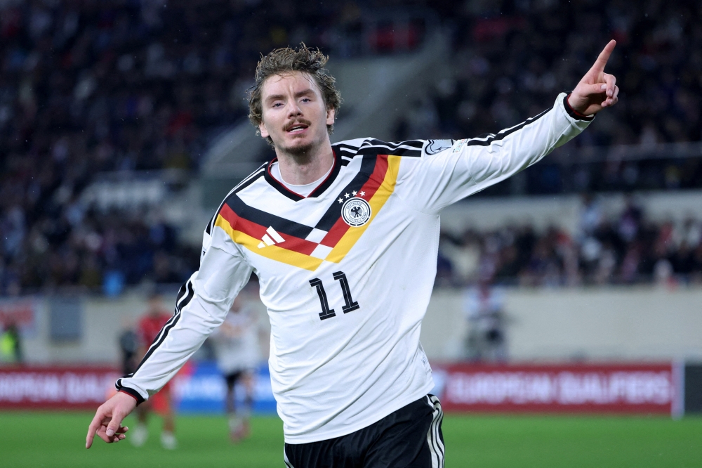 Germany’s Nick Woltemade celebrates scoring their second goal during a World Cup qualifier against Luxembourg in Luxembourg City, November 14, 2025. — Reuters pic