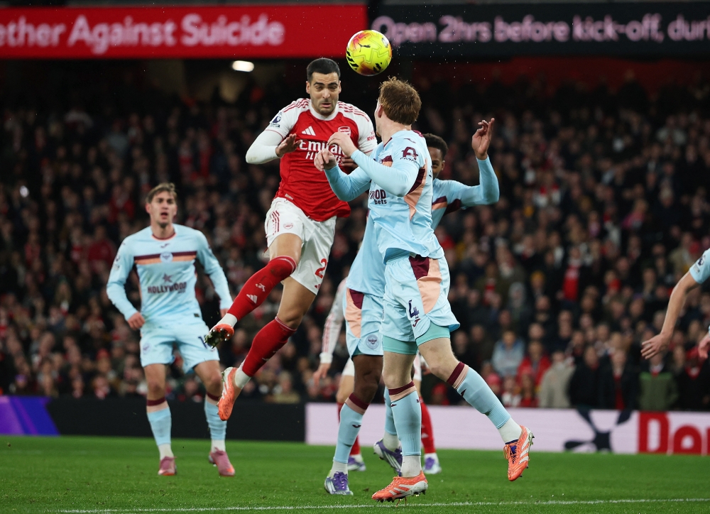 Arsenal’s Mikel Merino scores their first goal at the Emirates Stadium, London, December 3, 2025. — Reuters pic