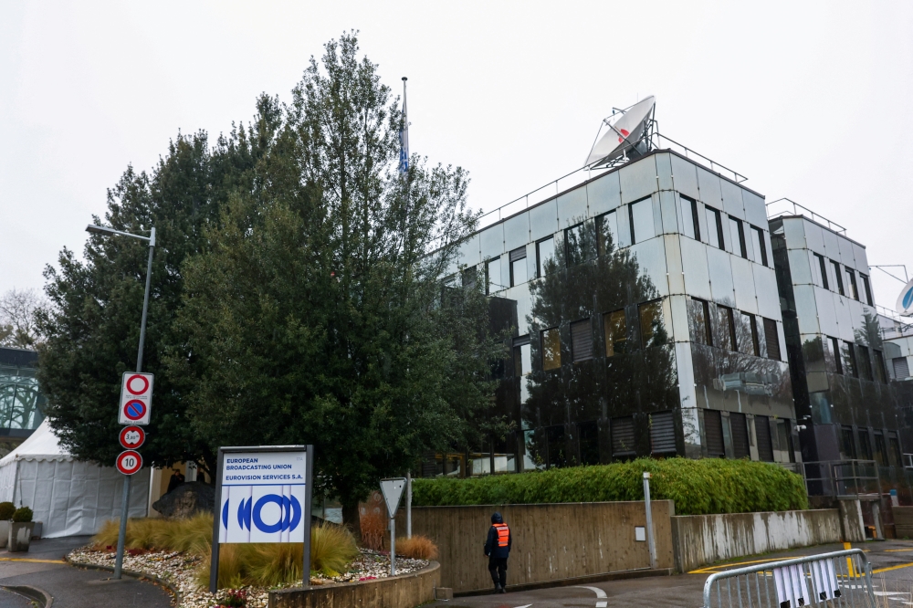 The European Broadcasting Union (EBU) logo stands outside its headquarters ahead of a General Assembly meeting to debate and possibly vote on Israel’s participation in Eurovision 2026, in Geneva December 3, 2025. — Reuters pic