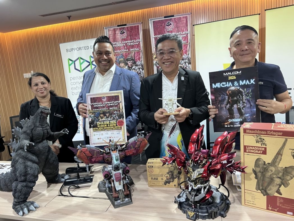 (From left) CMI general manager Datin S. Bharathi, PCEB CEO G. Ashwin, Petace chairman Wong Hon Wai and Malcom founder Choo Huang Ming at a press conference announcing Malcom 2026. — Picture by Opalyn Mok