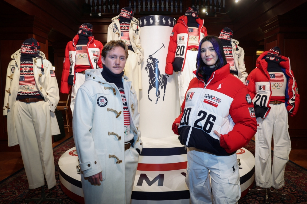 Team USA Paralympic snowboard athlete Brenna Huckaby and Team USA Olympic snowboard athlete Red Gerard in their Ralph Lauren uniform. — Reuters pic