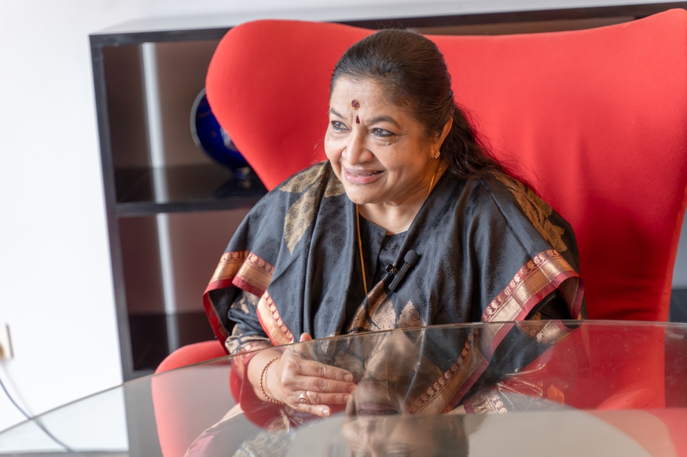 Singer K.S. Chithra during an exclusive interview with Malay Mail at Hotel Maya Kuala Lumpur City Centre, Kuala Lumpur on November 27, 2025 — Picture by Raymond Manuel
