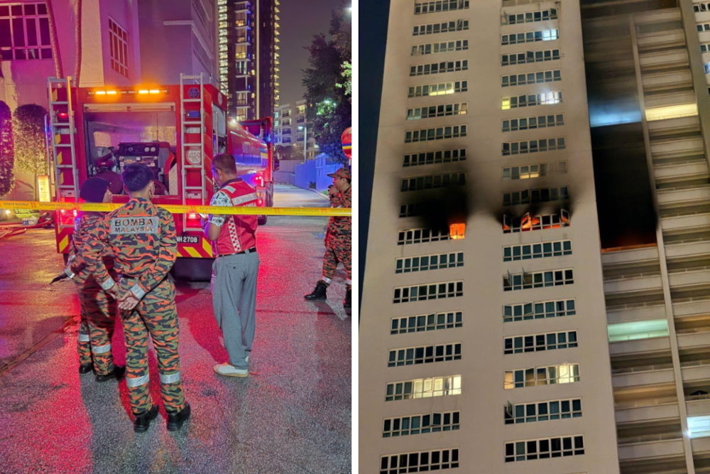 The blaze, which destroyed about 1,500 square feet of the residence, was fully extinguished by 2.03am. — Pictures from Facebook/Hannah Yeoh