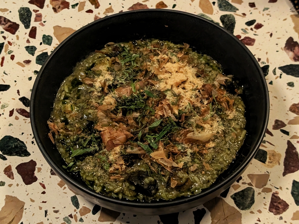 The most accomplished dish of the night was the ‘lei cha’, which reinterprets the Hakka classic as something lush and creamy like a risotto. — Picture by Ethan Lau