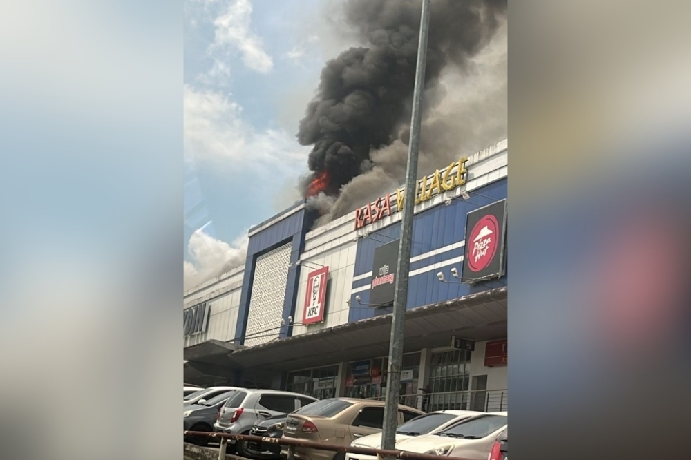 This picture provided by the Sarawak Fire and Rescue Department shows a fire at the Petra Jaya shopping mall in Kuching. — Picture via The Borneo Post