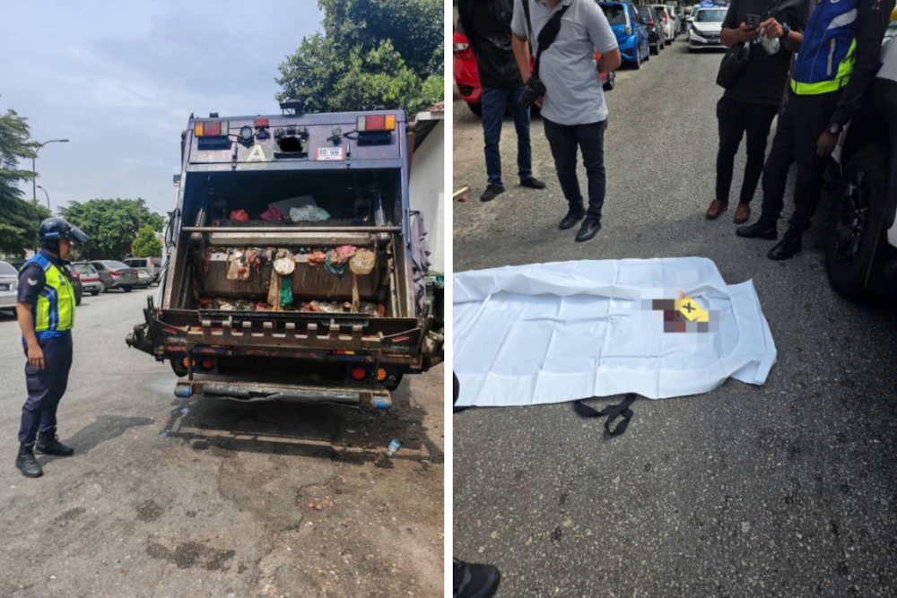 Yesterday, police confirmed that the foetus was found by an environmental management company worker while unloading trash into a garbage truck at 12.30pm. — Pictures from social media 