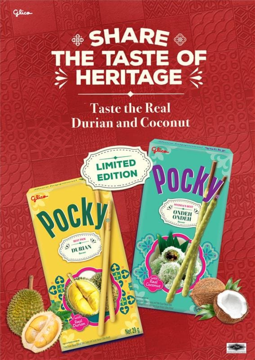 The limited edition Pocky flavours that were introduced for Merdeka this year: Durian and Ondeh-Ondeh.—Picture courtesy of Ezaki Glico Co., Ltd.