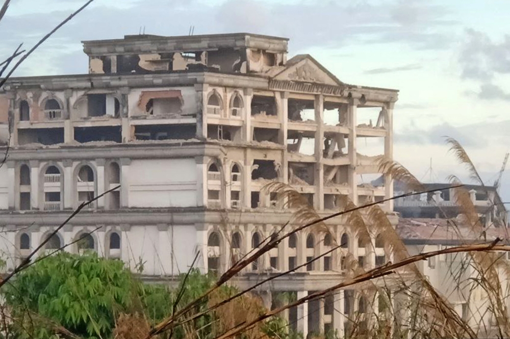 Damage to a casino in Pursat Province after Thai strikes amid Cambodia-Thailand border clashes on December 13, 2025. — Agence Kampuchea Press handout pic via AFP