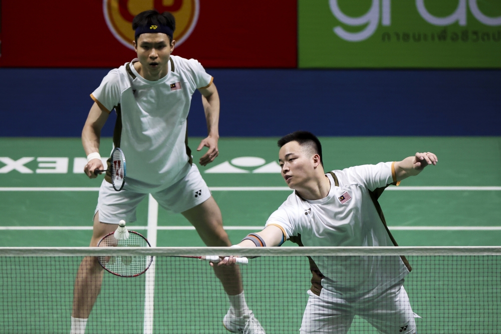 2022 world men’s doubles champions Aaron Chia and Soh Wooi Yik at Gymnasium 4, Thammasat University Rangsit Campus. — Bernama pic
